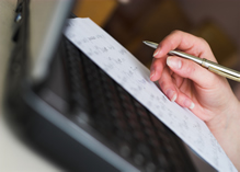 stock photo : Young student is preparing to take math test.
