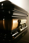 stock photo : funeral black coffin close up